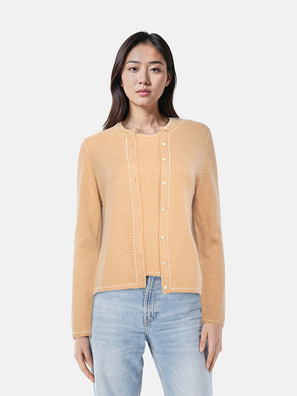 Loro Piana Beige Cashmere Top & Cardigan Set