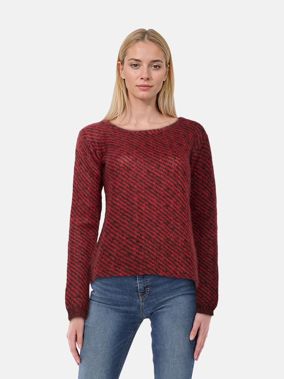 Prada Red & Black Mohair Striped Sweater