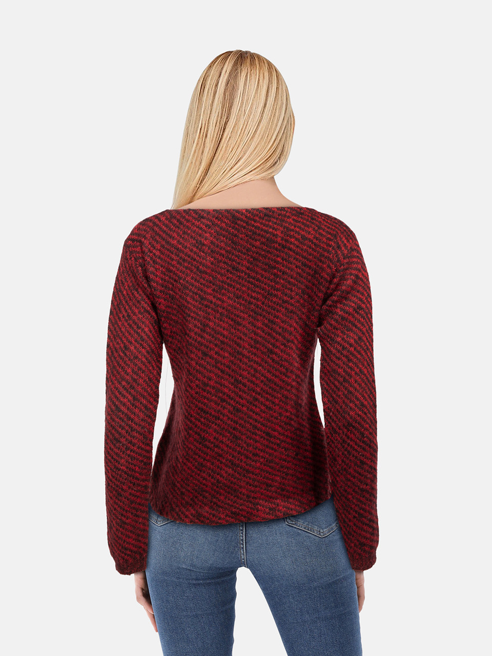 Prada Red & Black Mohair Striped Sweater