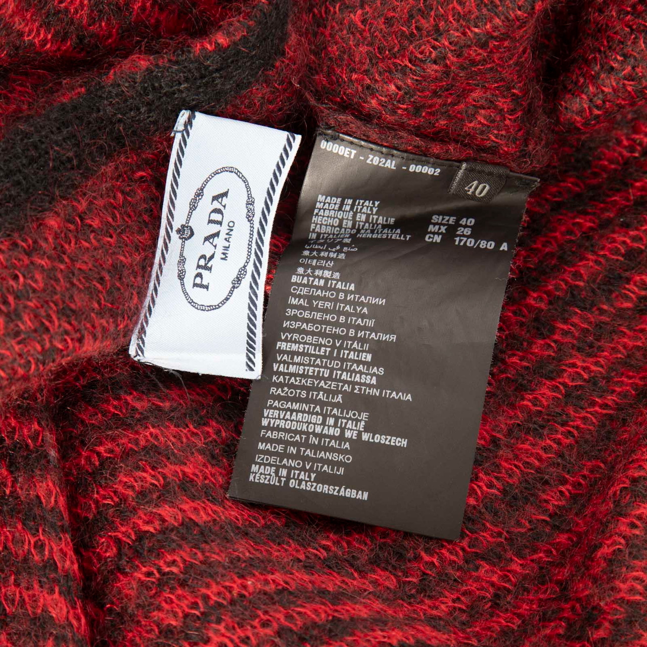 Prada Red & Black Mohair Striped Sweater