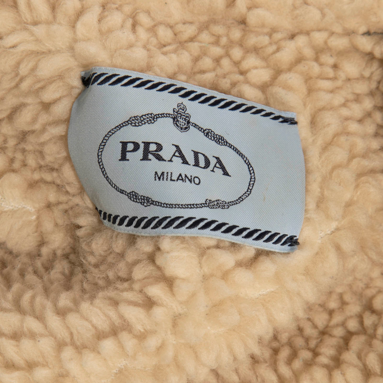 Prada Blue Shearling Lined Oversized Denim Jacket