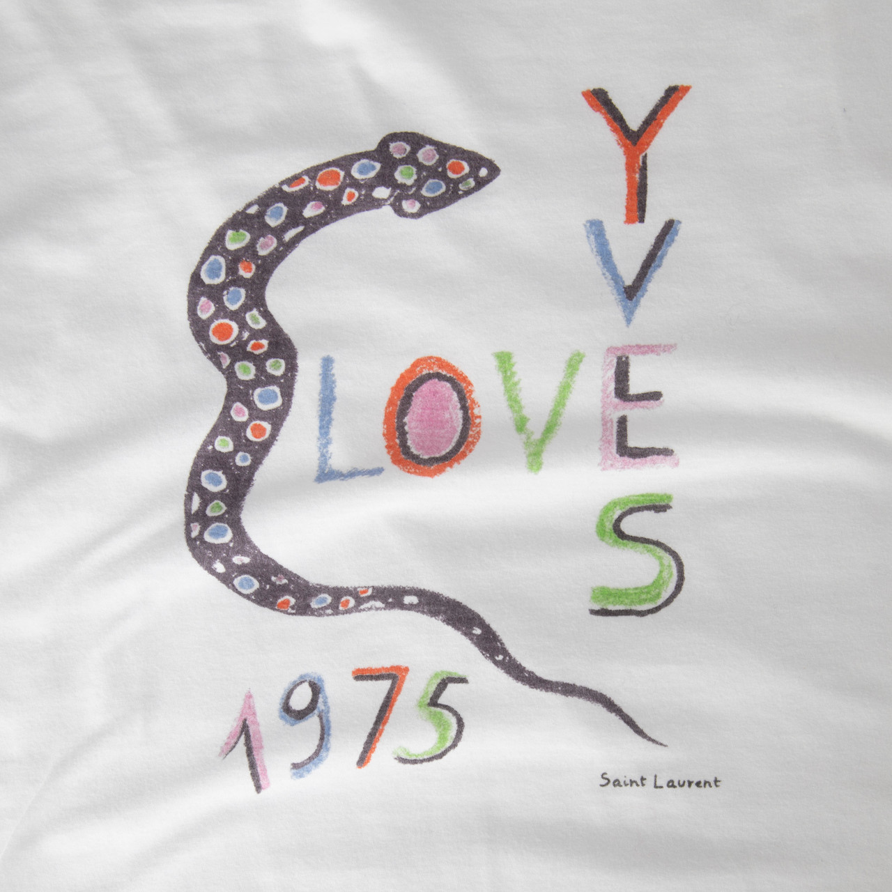 Saint Laurent White Printed Short Sleeve T-Shirt