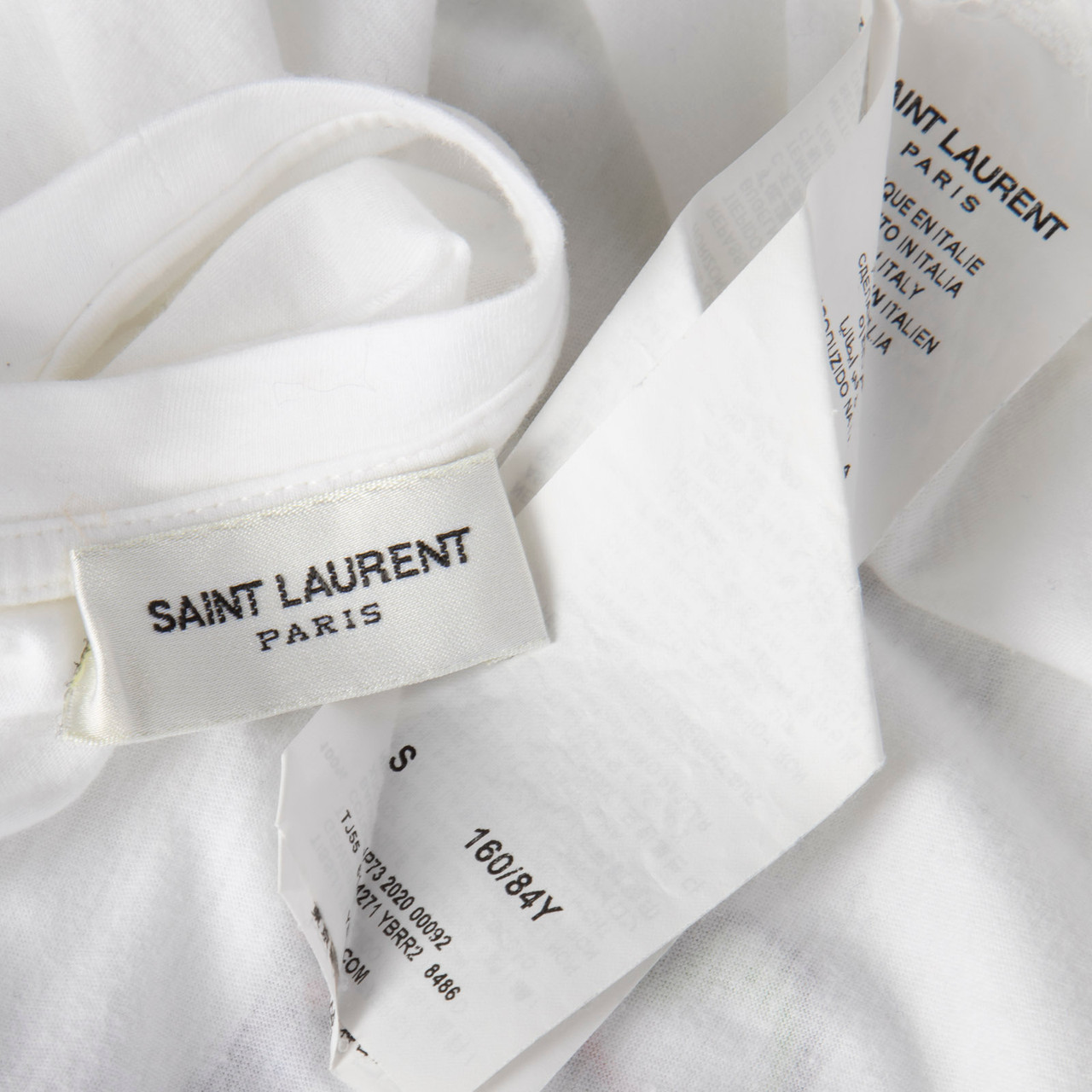 Saint Laurent White Printed Short Sleeve T-Shirt