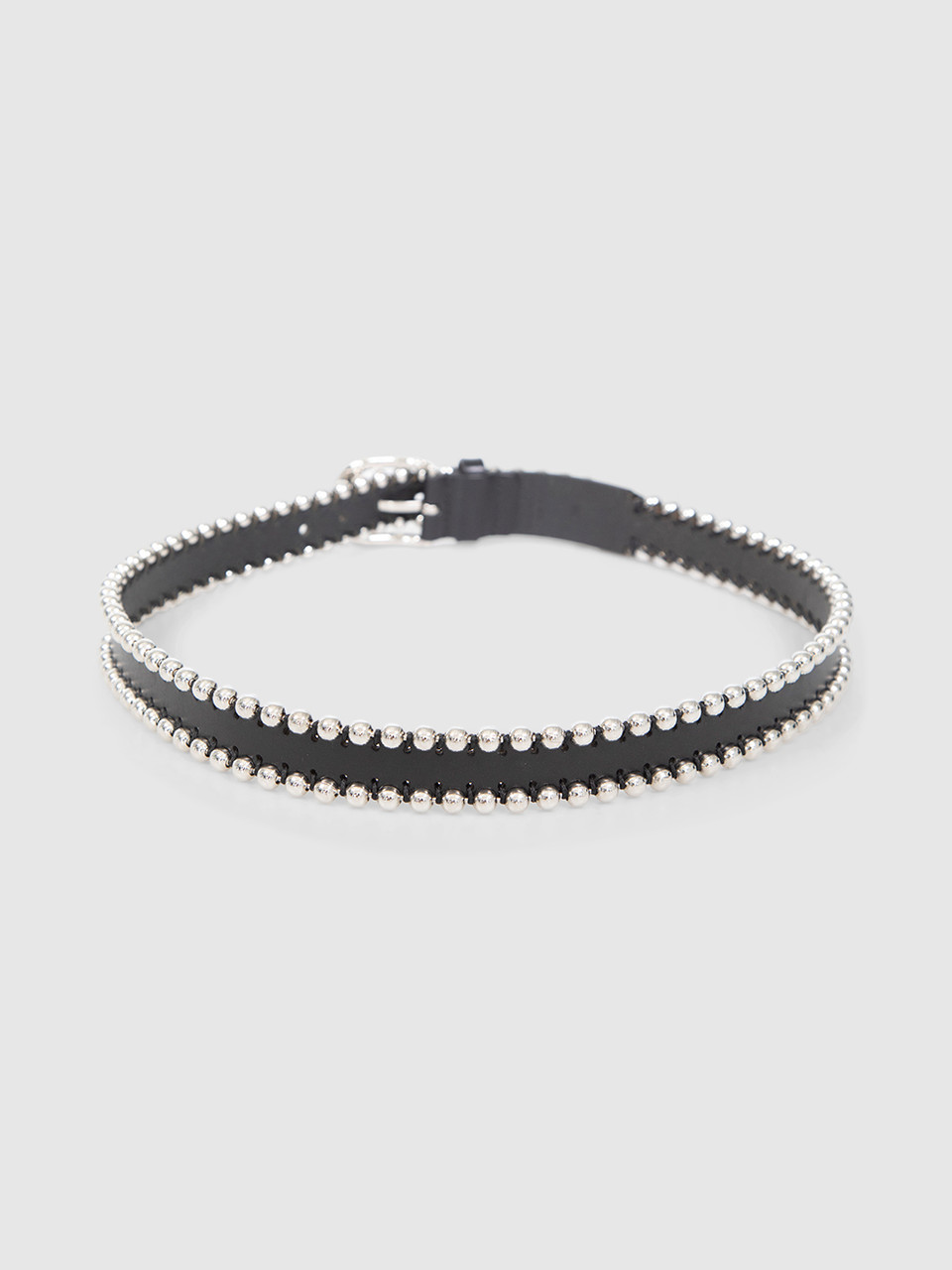 Isabel Marant Black Leather Silver Bead Detail Belt