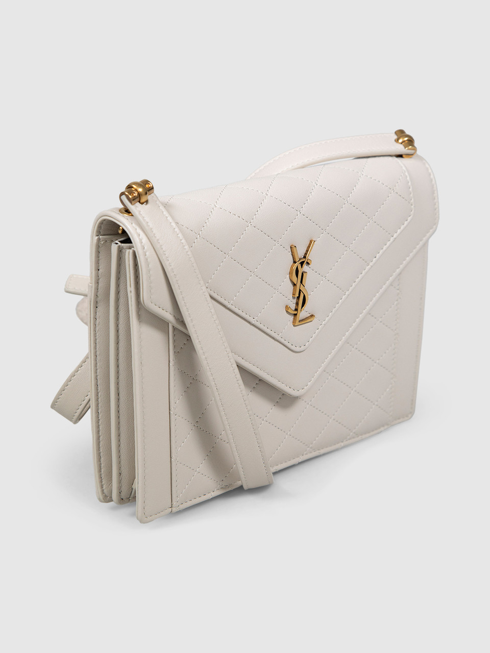 Saint Laurent White Leather Gabby Crossbody Bag