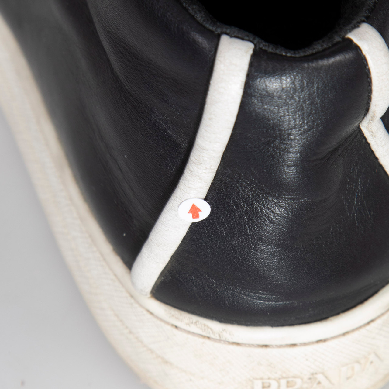 Prada Prada Sport Black Leather White Trim Trainers