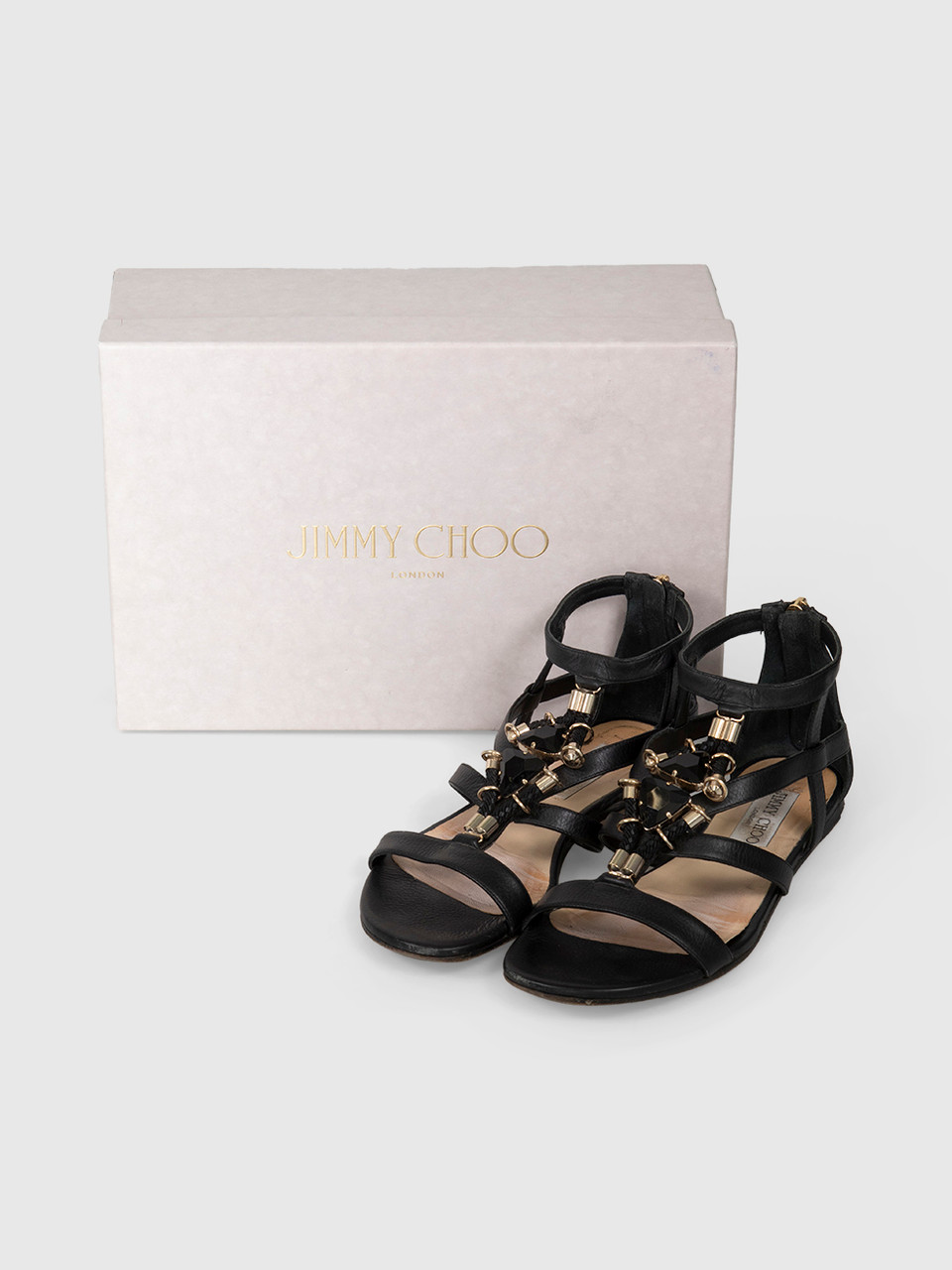 Jimmy Choo Leather Crystal Gladiator Sandals