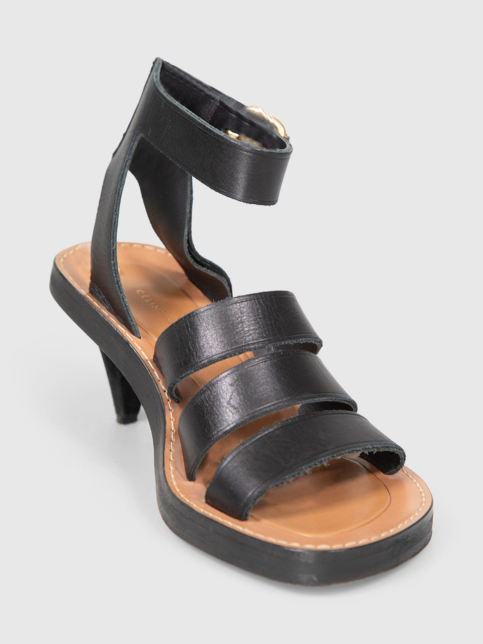 Céline Black Open Toe Leather Sandals