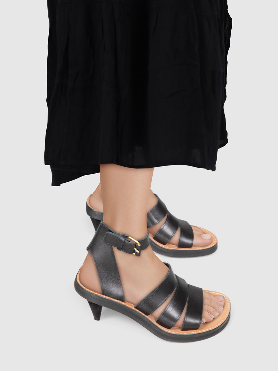 Céline Black Open Toe Leather Sandals