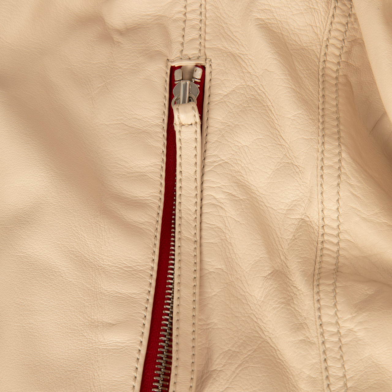 Duvetica Beige Leather Hooded Zip Jacket