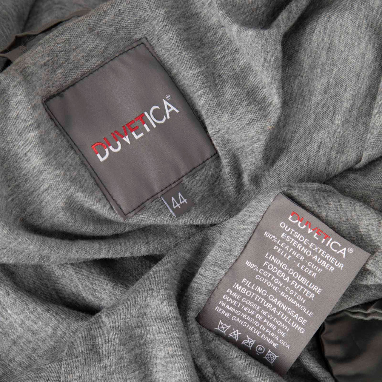 Duvetica Beige Leather Hooded Zip Jacket