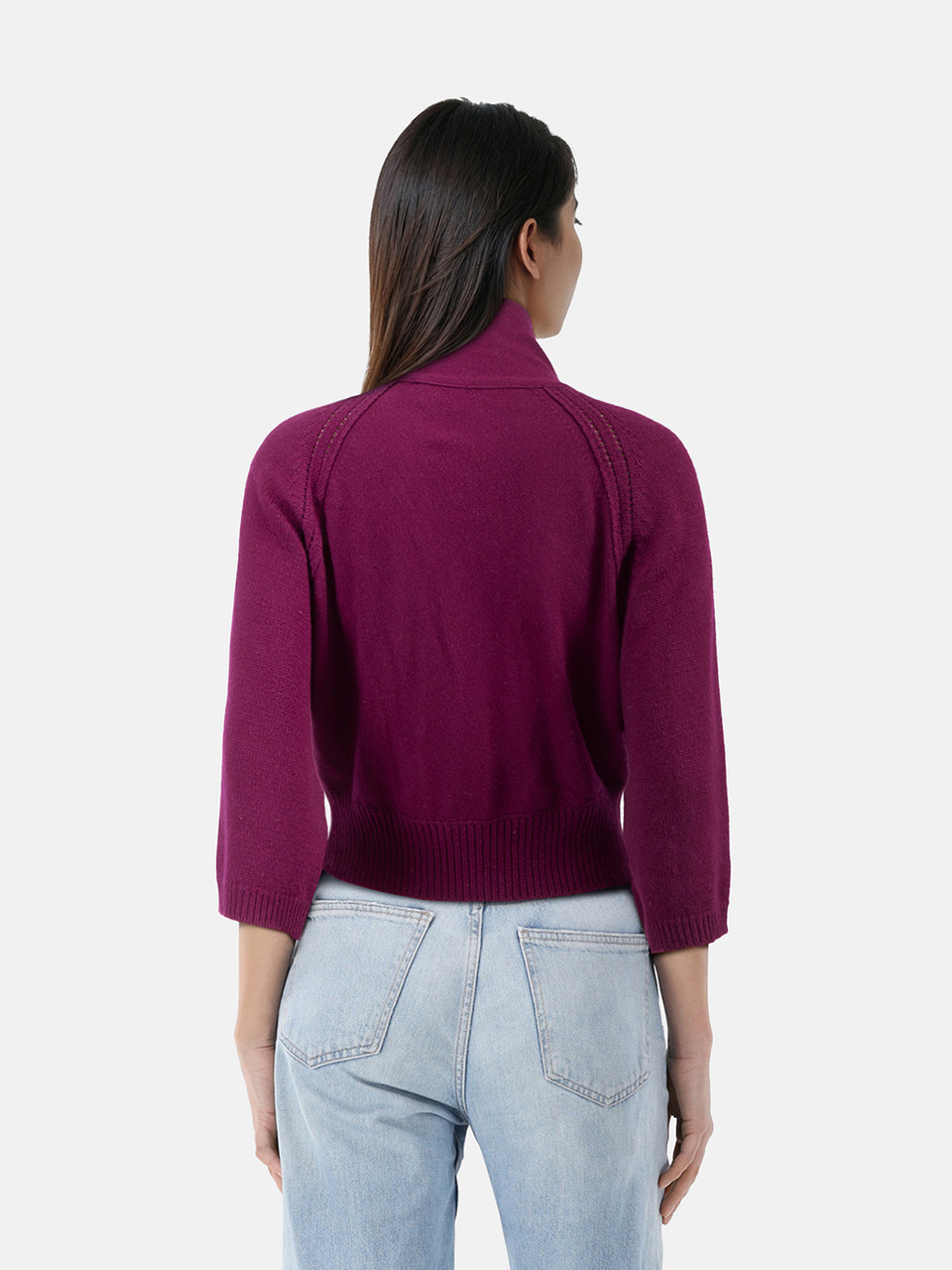 Lanvin Purple Cashmere Neck Tie Cardigan