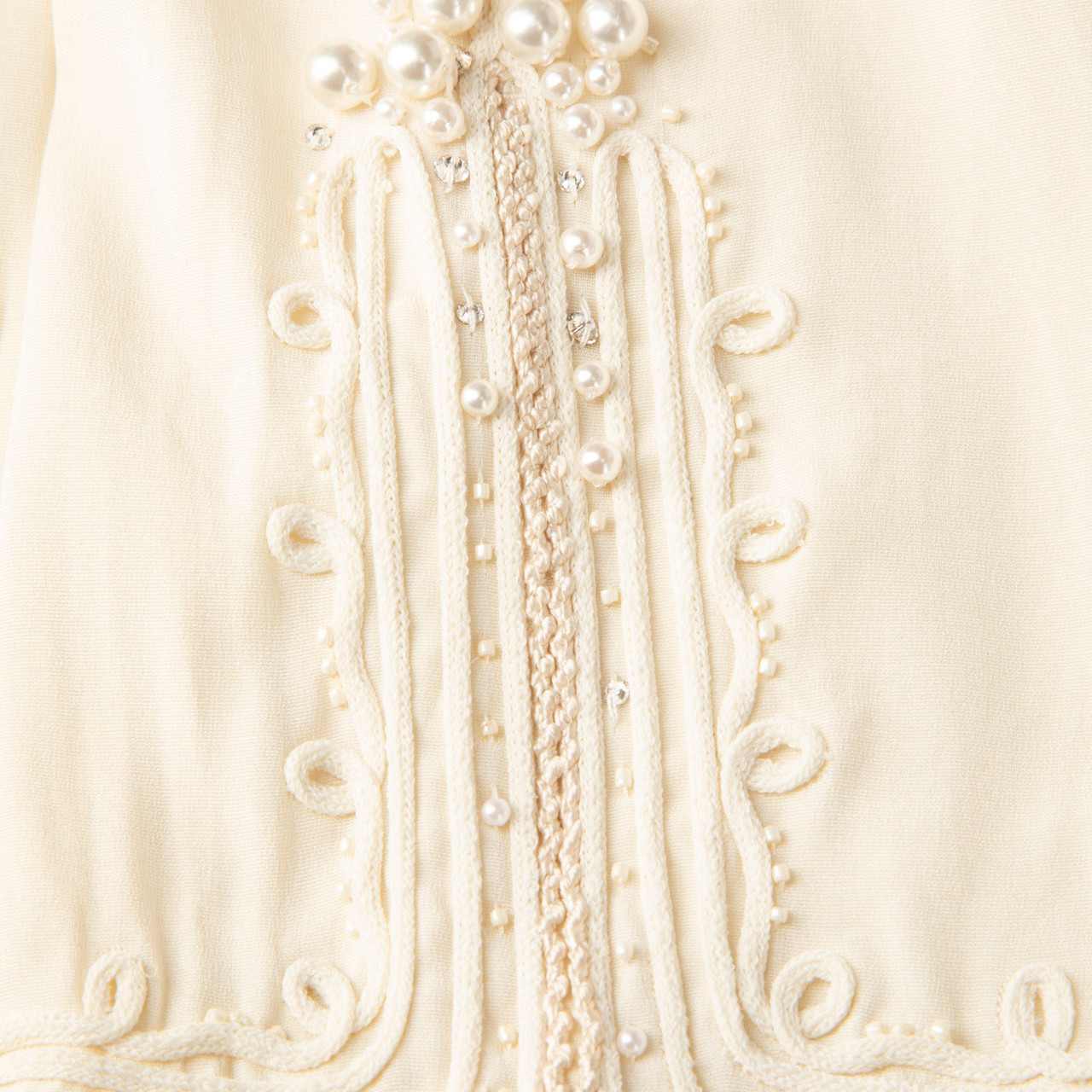 Blumarine Cream Faux Pearl Slim Fit Trousers