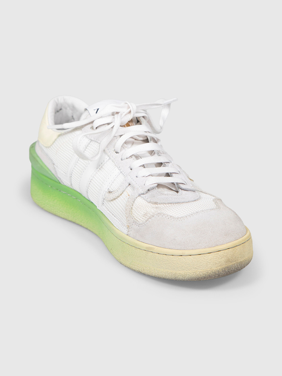 Lanvin White & Green Suede Ombré Lace Up Trainers