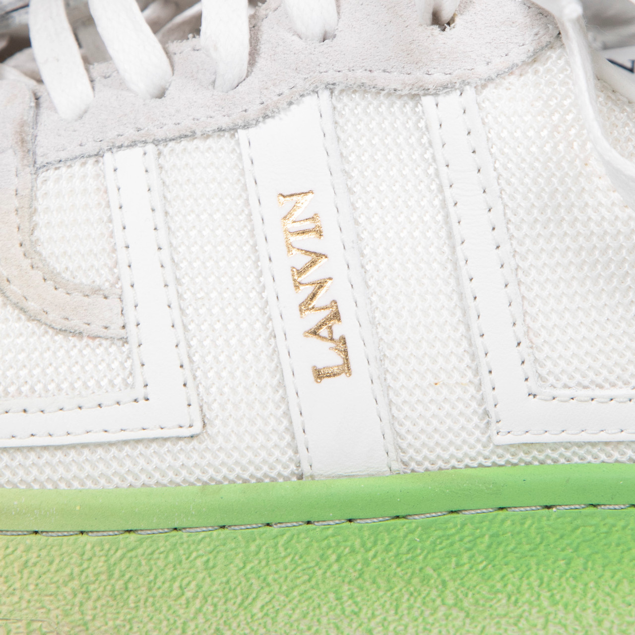 Lanvin White & Green Suede Ombré Lace Up Trainers