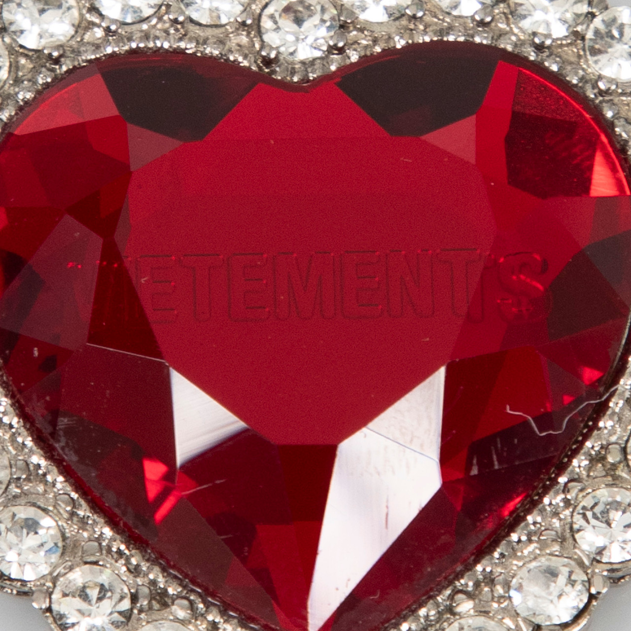 Vetements Red Heart Crystal Embellished Necklace