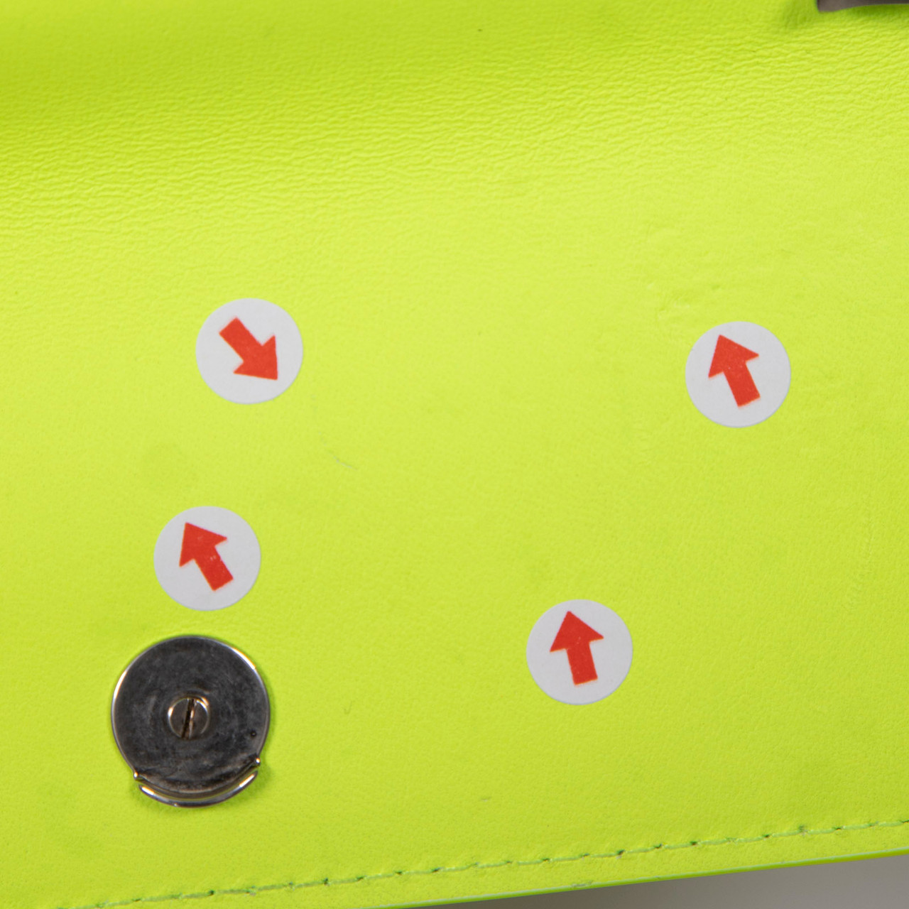 Balenciaga Neon Yellow Leather Embossed Gossip Bag