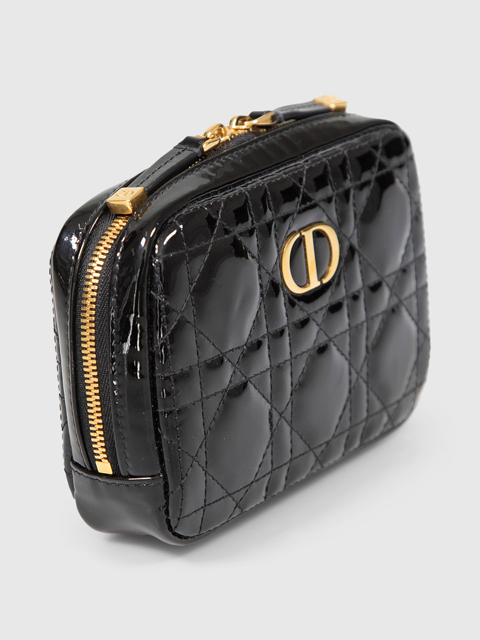 Dior Black Patent Leather Caro Zipped Pouch