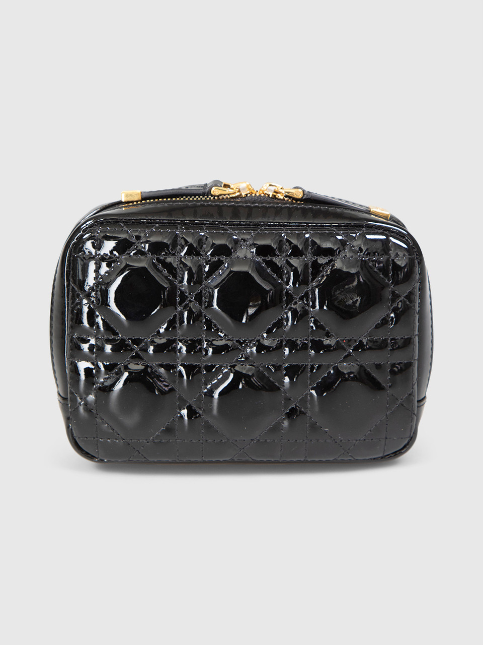 Dior Black Patent Leather Caro Zipped Pouch