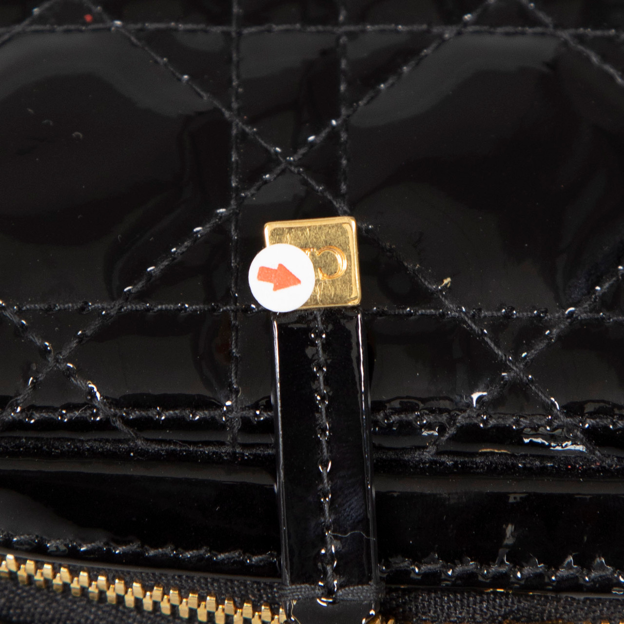 Dior Black Patent Leather Caro Zipped Pouch