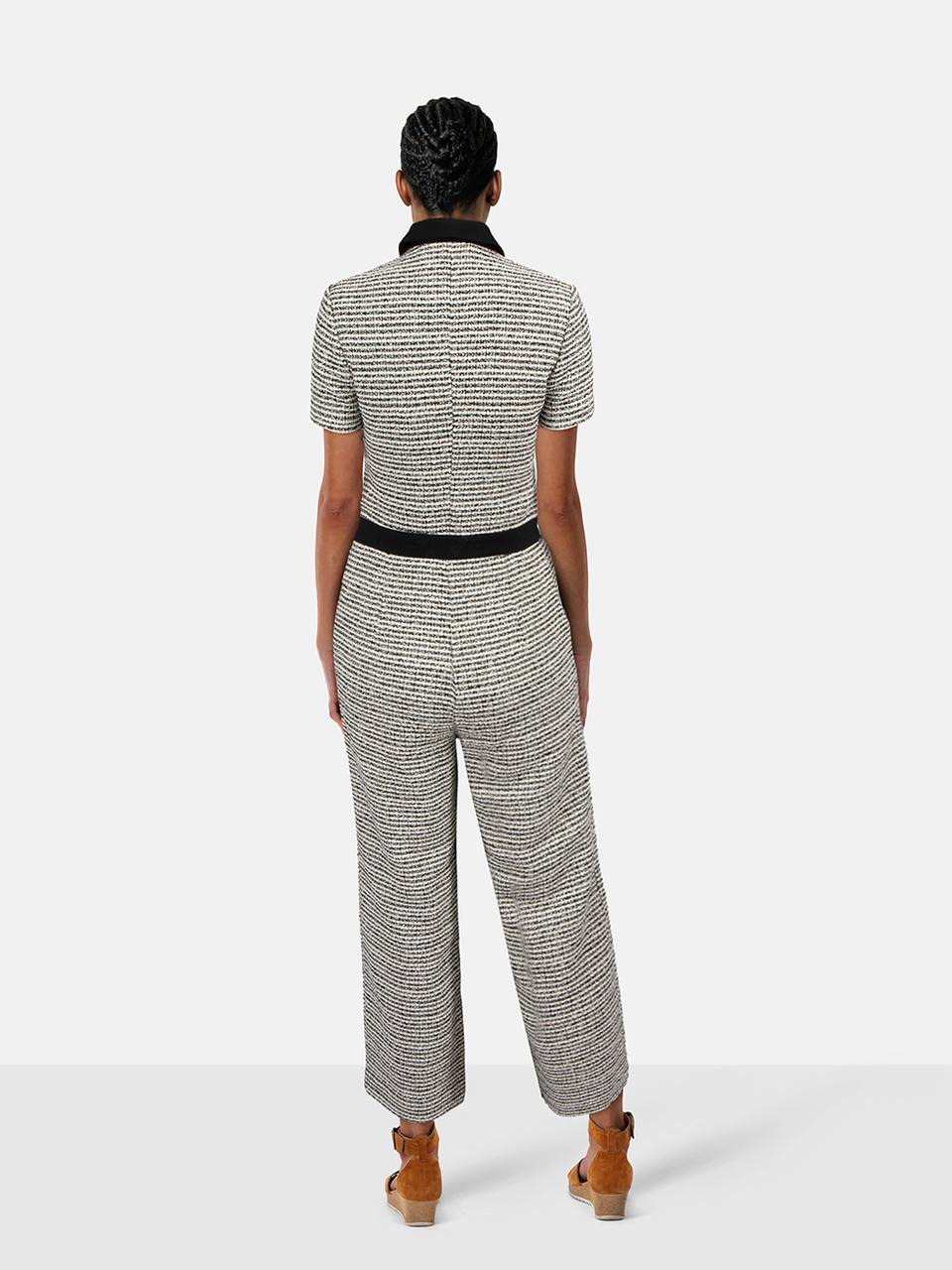 Maje Black & White Straight Leg Jumpsuit