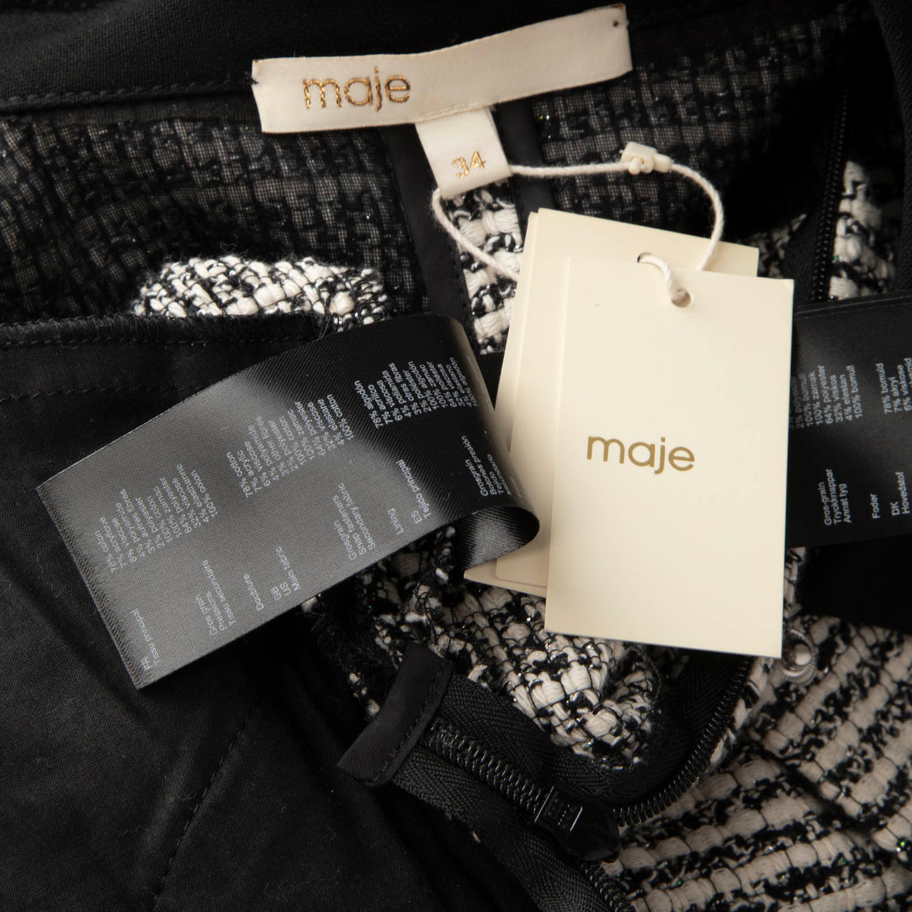 Maje Black & White Straight Leg Jumpsuit