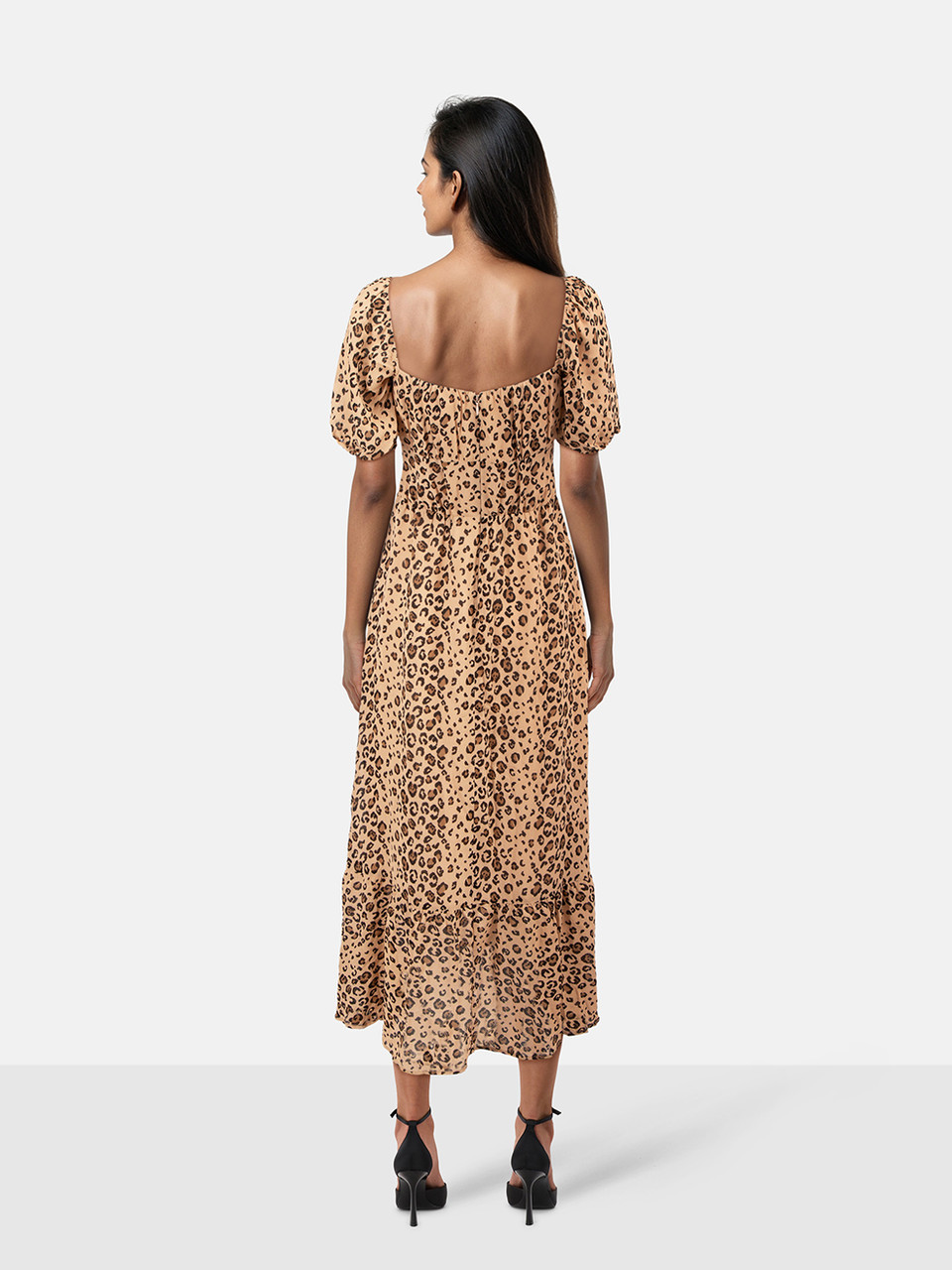 Reformation Brown Midi Leopard Print Dress