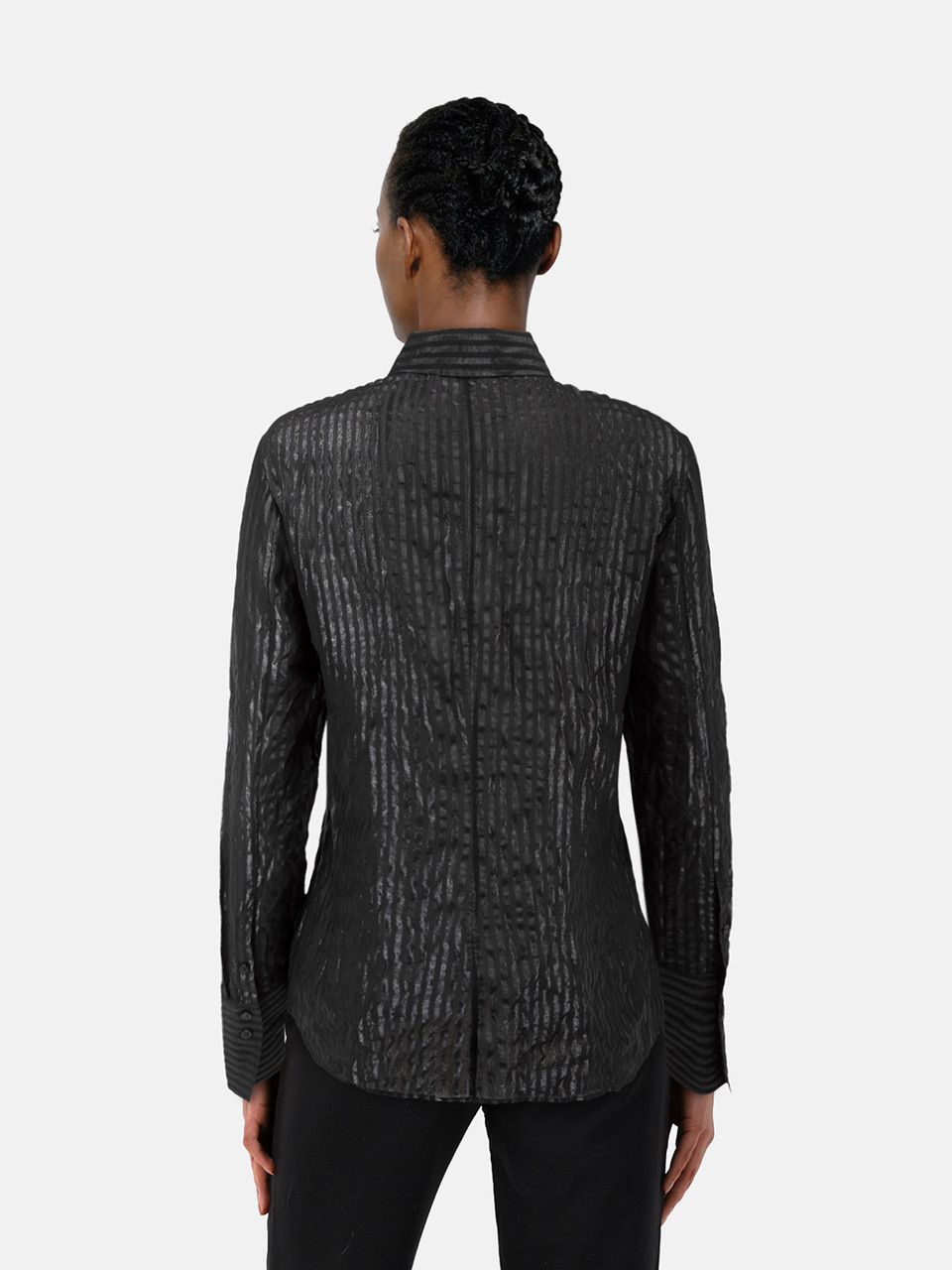 FRAME Black Metallic Striped Long Sleeve Shirt