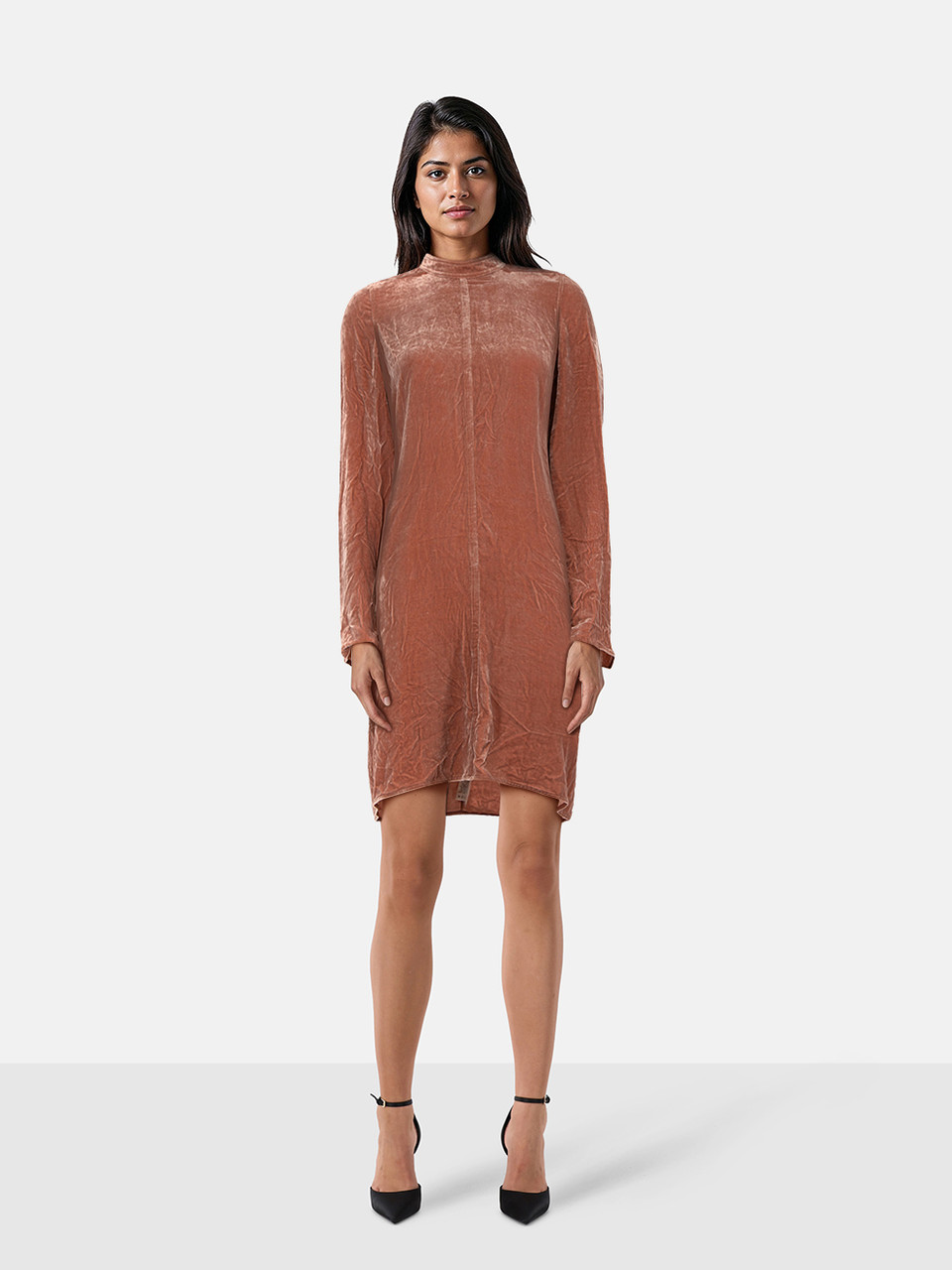 Rick Owens Pink Velvet Long Sleeve Dress