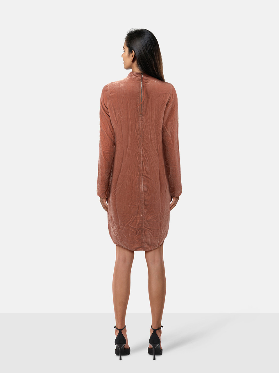 Rick Owens Pink Velvet Long Sleeve Dress