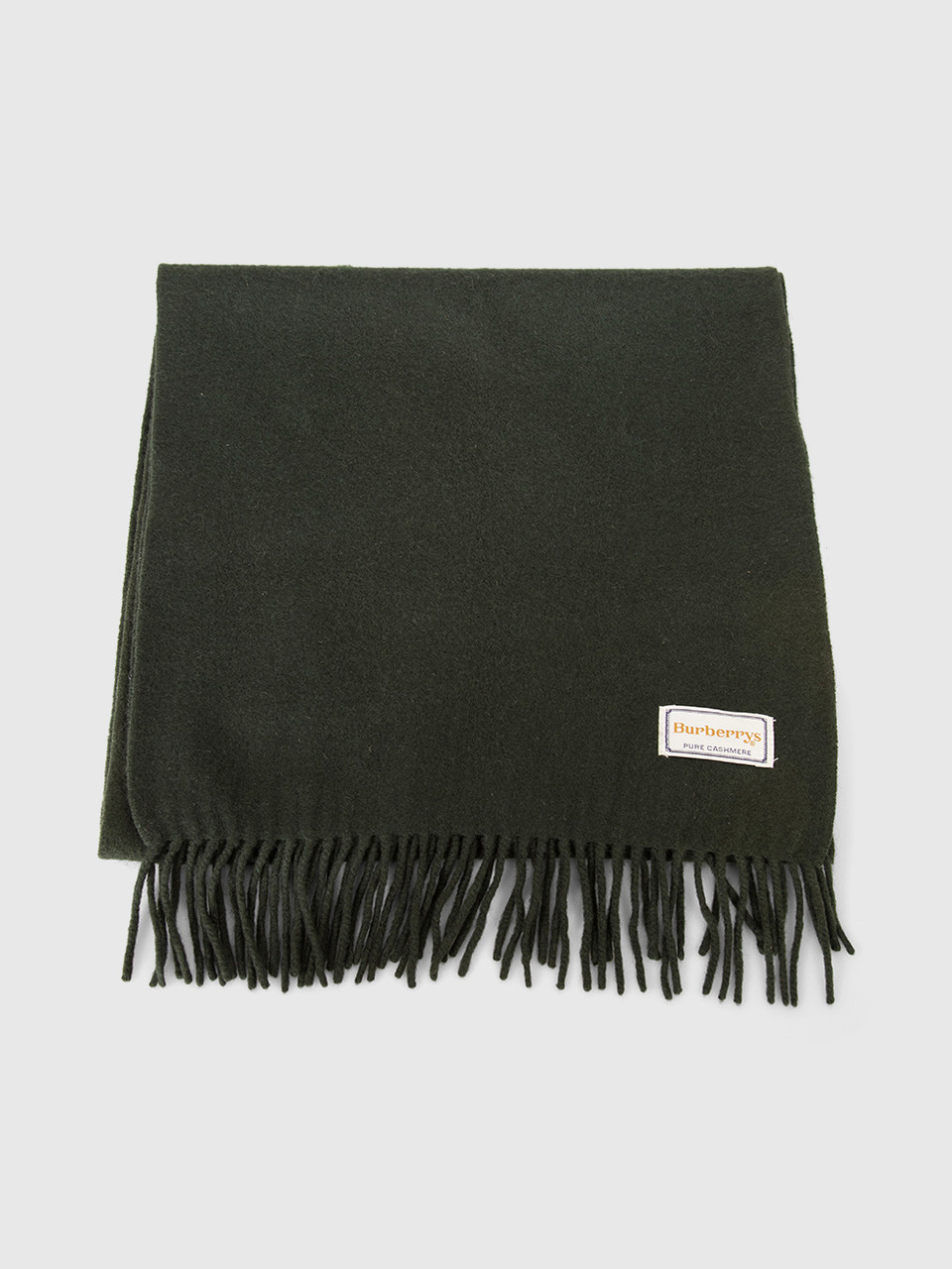 Burberry Green Cashmere Fringed Scarf