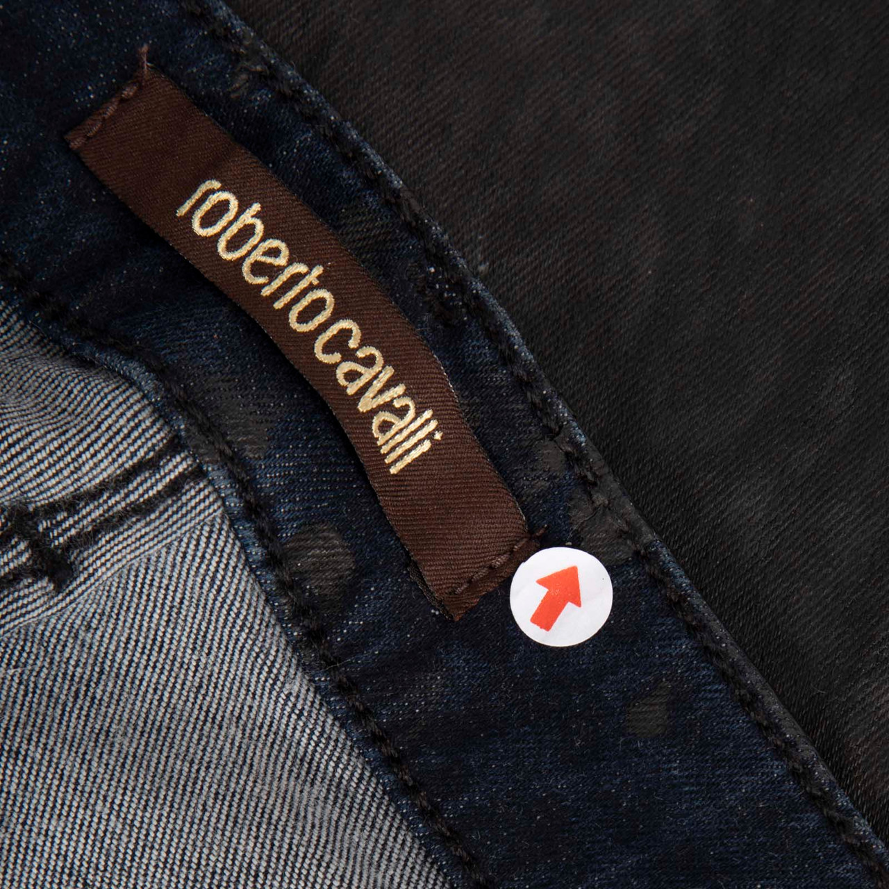 Roberto Cavalli Black Leopard Coated Skinny Jeans