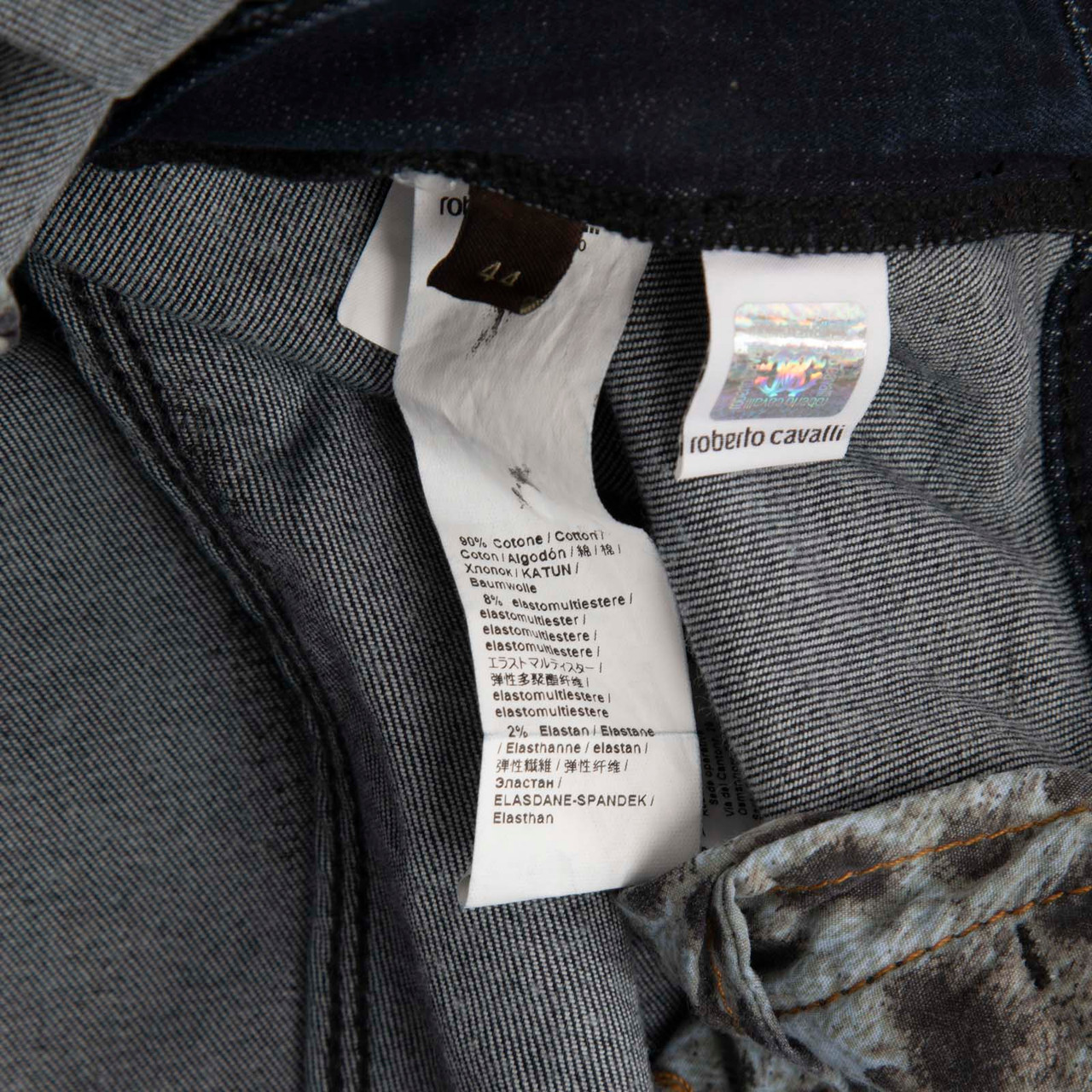 Roberto Cavalli Black Leopard Coated Skinny Jeans