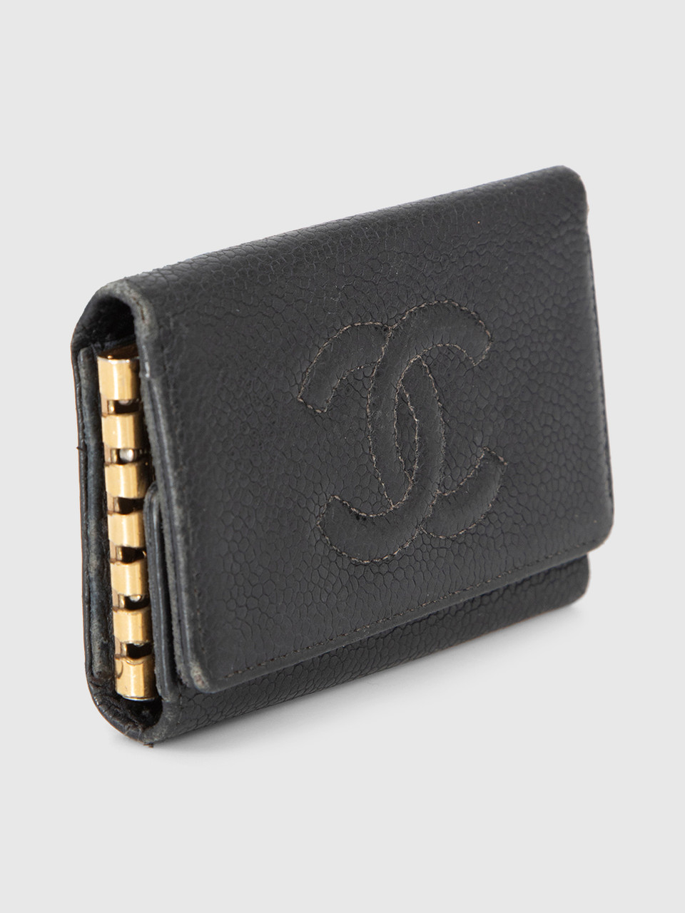 Chanel Black Caviar Leather CC Key Holder