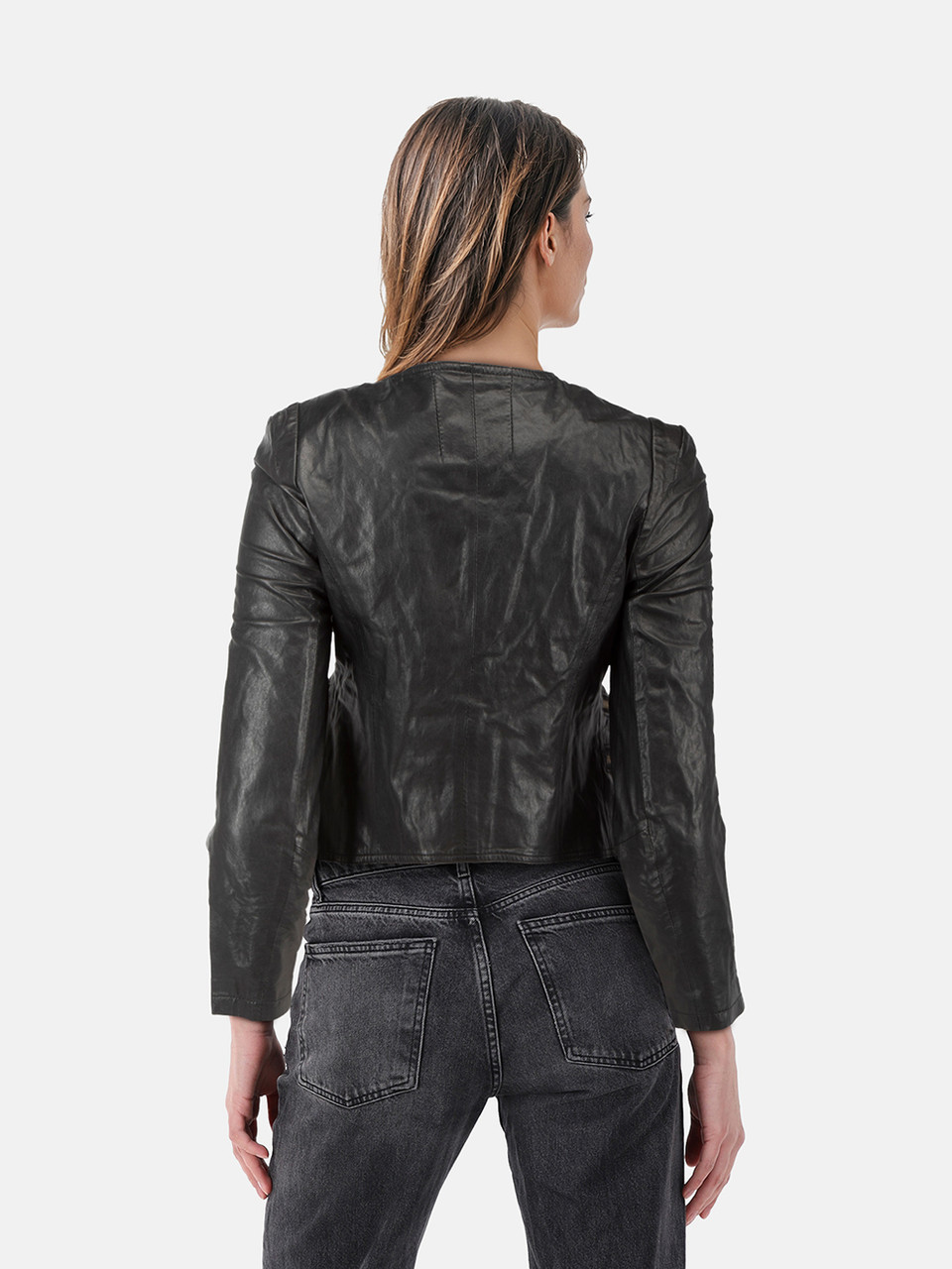 Roberto Cavalli Black Short Leather Biker Jacket
