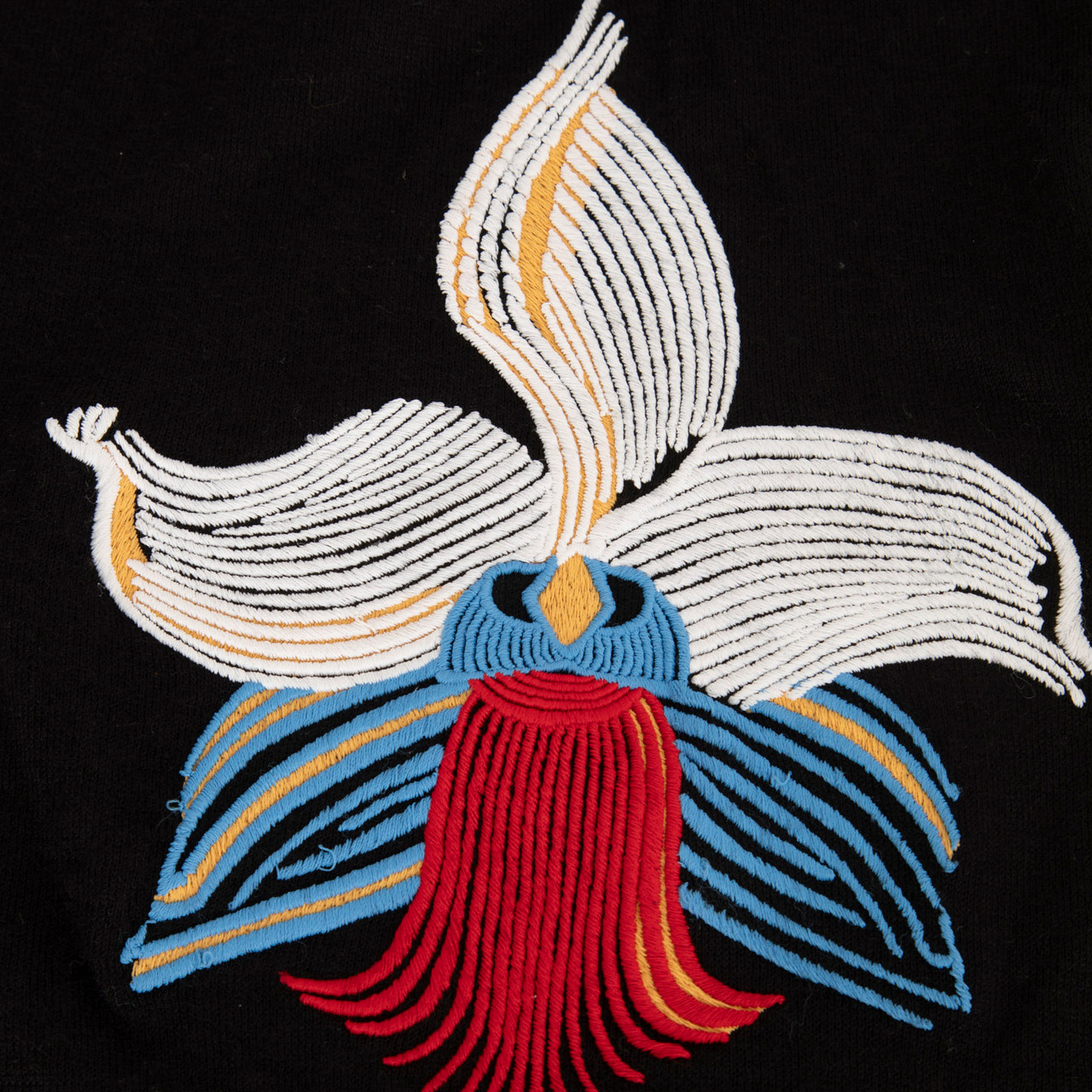 Fendi Black Cashmere Floral Embroidered Top