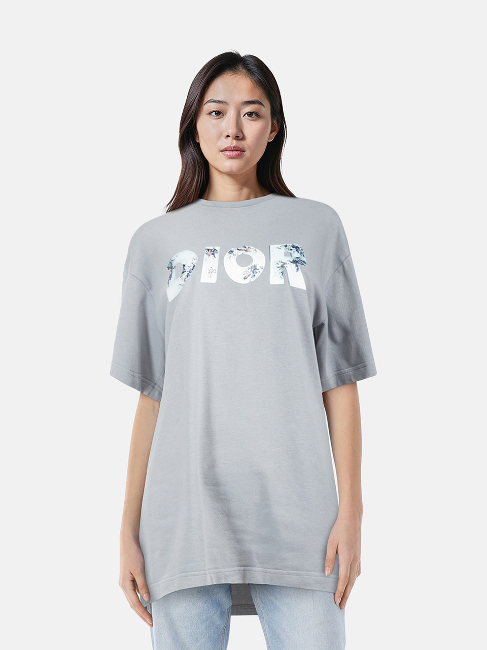 Dior Blue Floral Logo Print T-Shirt
