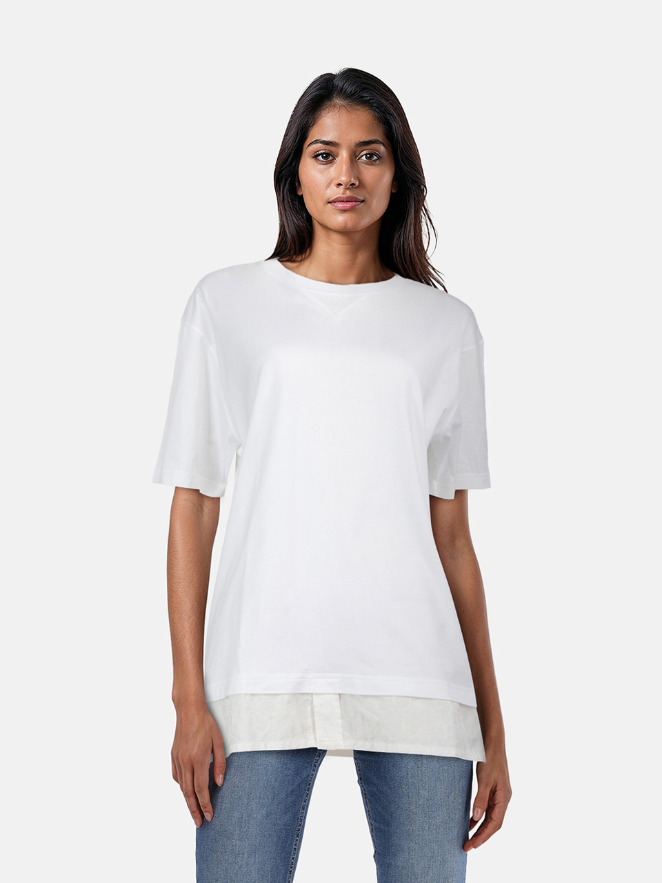 Dior White Oblique Hem T-Shirt