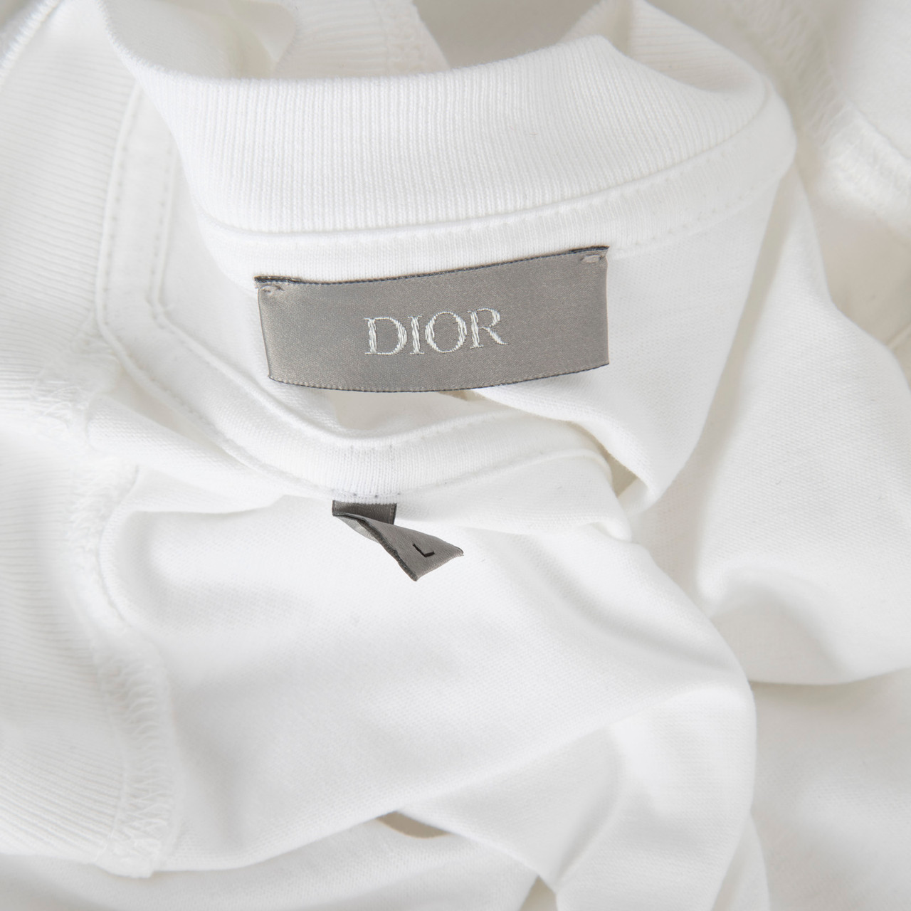 Dior White Oblique Hem T-Shirt