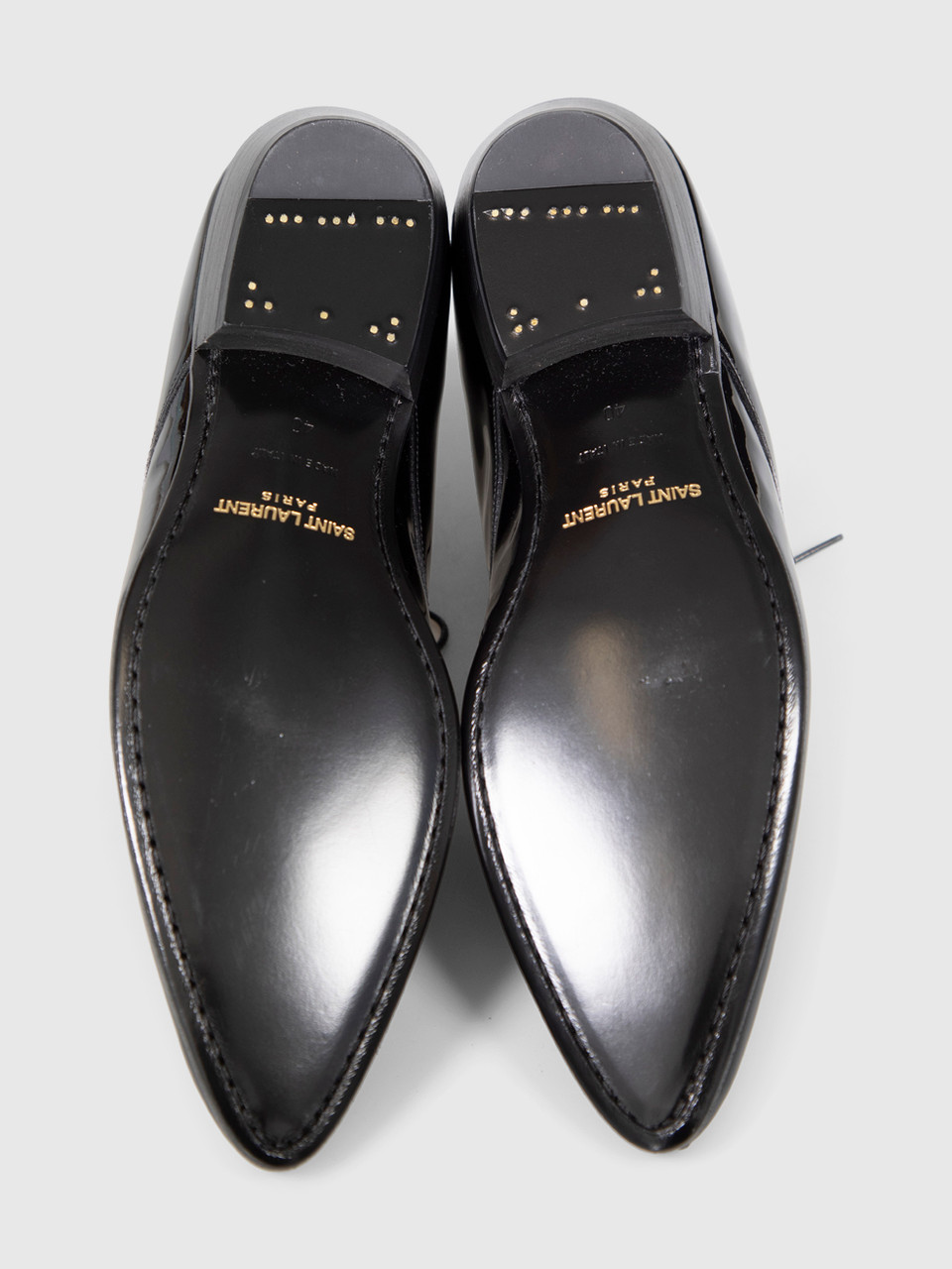 Saint Laurent Black Pointed Toe Patent Boots