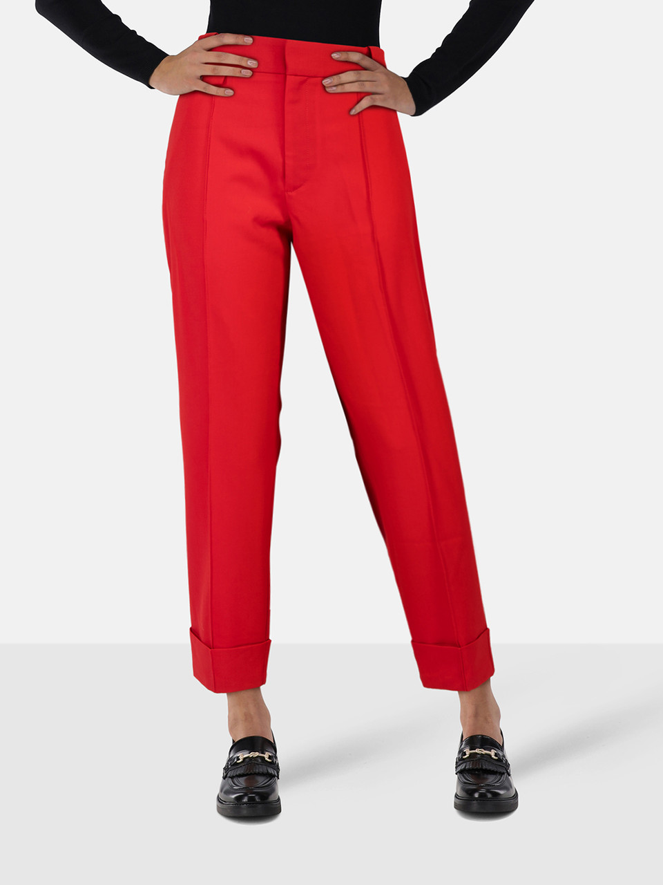 Proenza Schouler Red Wool Tapered Trousers