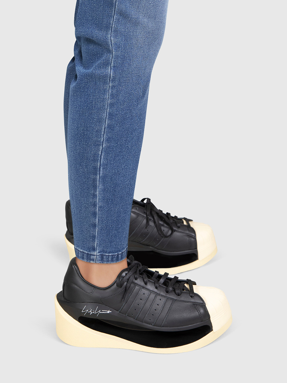 Yohji Yamamoto Y-3 Black Leather Gendo Superstar Trainers