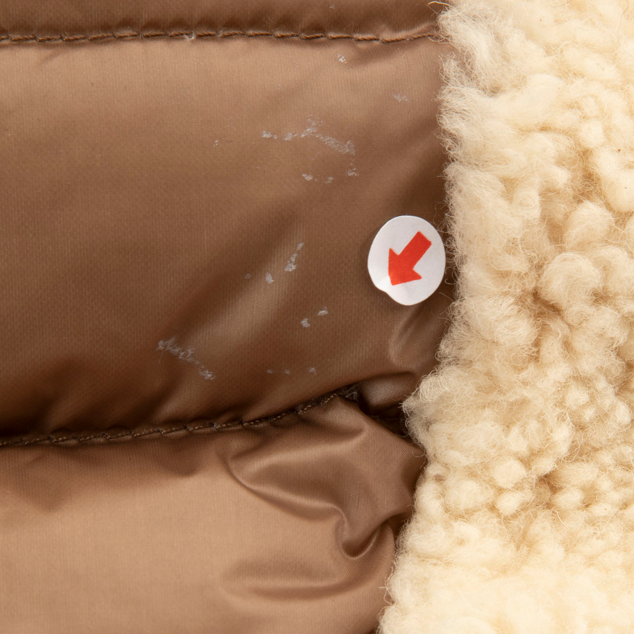 Moncler Brown Shearling Trim Down Puffer Coat