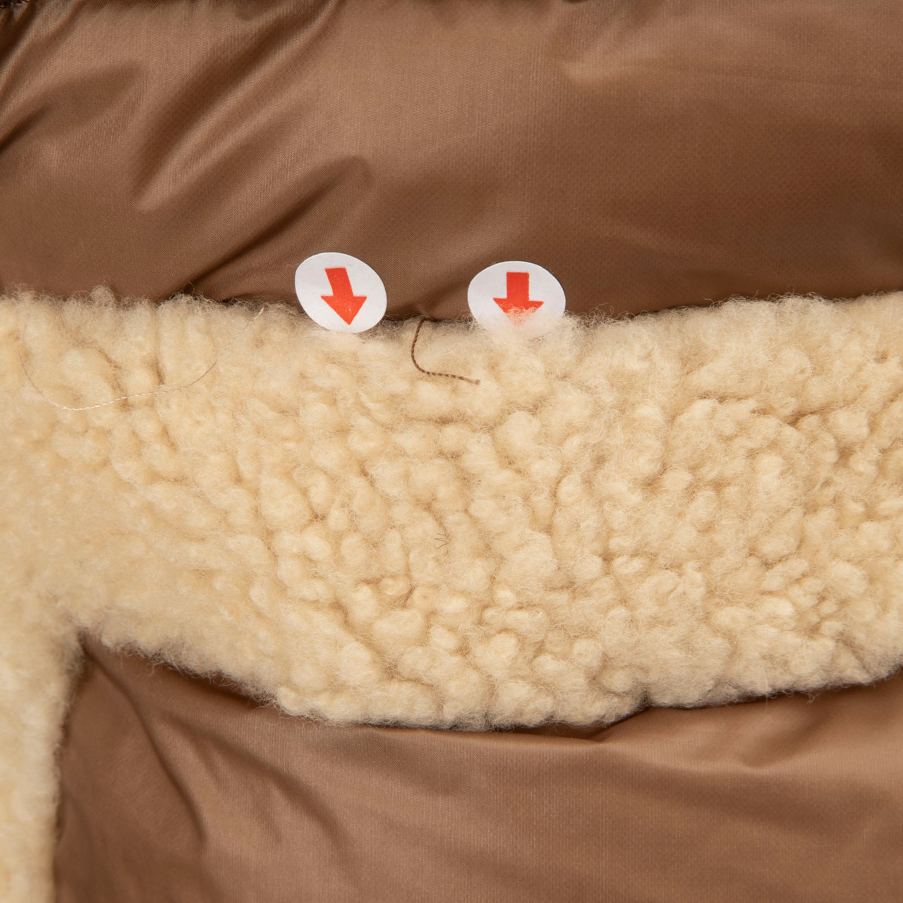 Moncler Brown Shearling Trim Down Puffer Coat