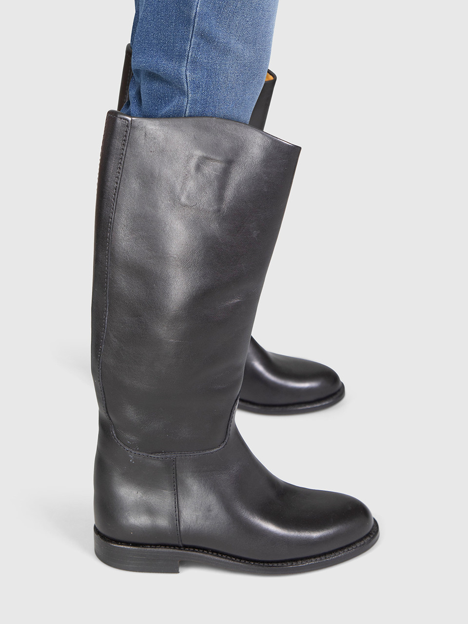 Ludwig Reiter Black Knee High Slip On Leather Boots