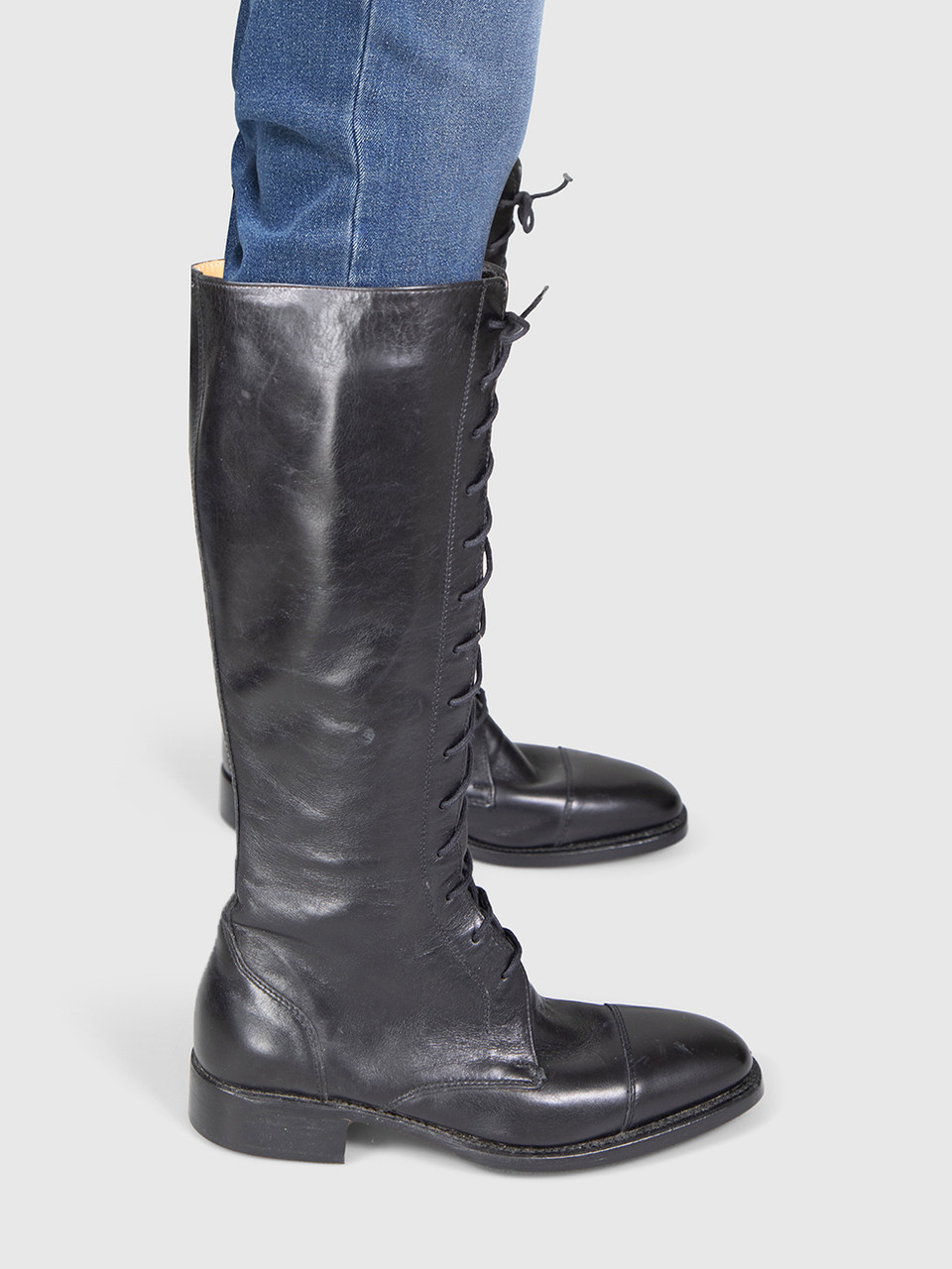 Ludwig Reiter Black Leather Knee High Lace Up Boots