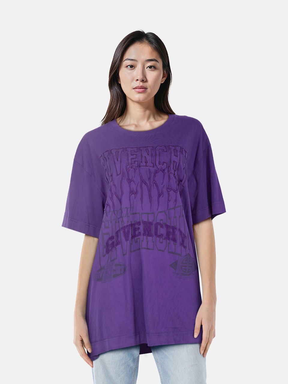 Givenchy Purple Logo Embroidered T-Shirt