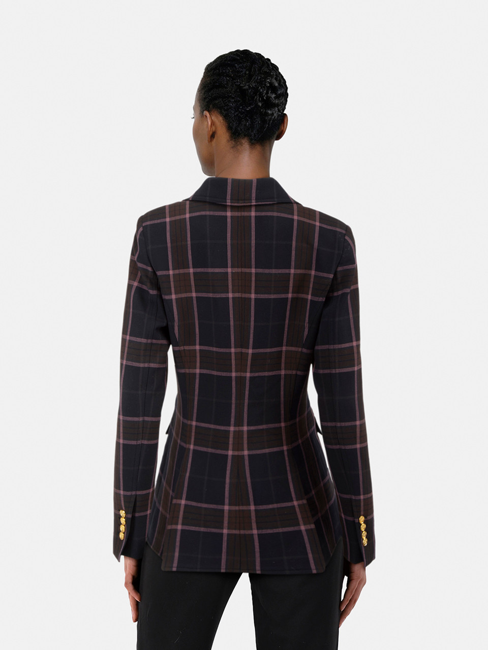 Smythe Rosewood Plaid Button Blazer