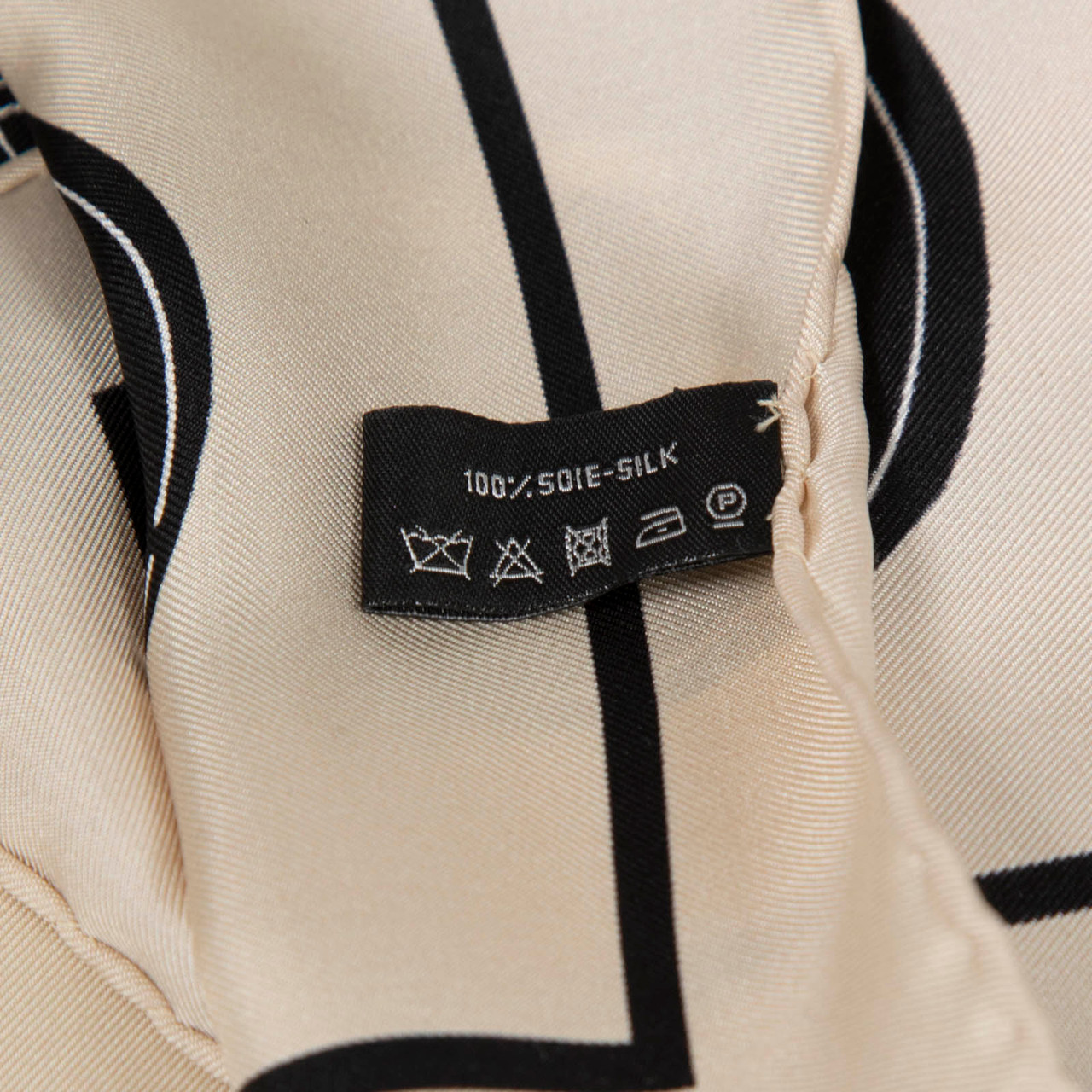 Chanel Beige & Black Silk Abstract Square Scarf