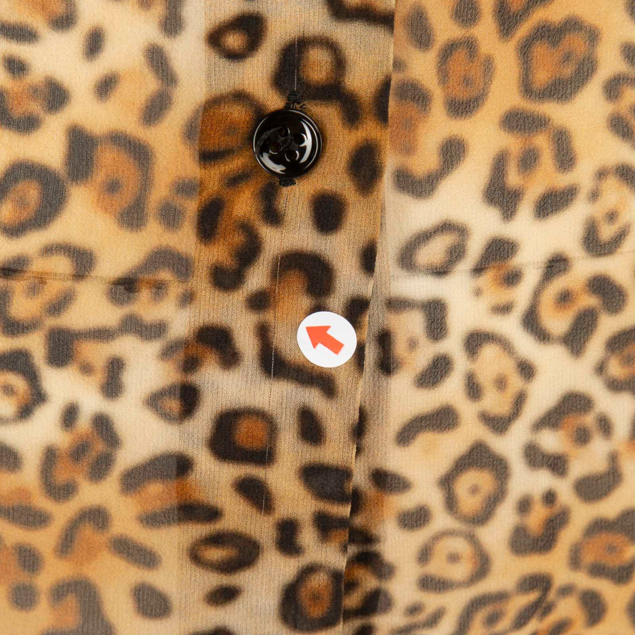 Saint Laurent Brown Silk Leopard Neck Tie Blouse